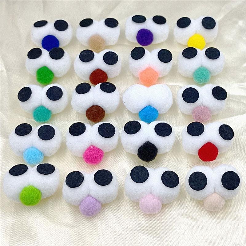 Многоцветный 10 шт. DIY Декоративные материалы Шарики для волос Мультяшные украшения Изготовление 3D-аксессуаров Помпон Большой глаз Милый головной убор Плюшевый мяч разноцветный